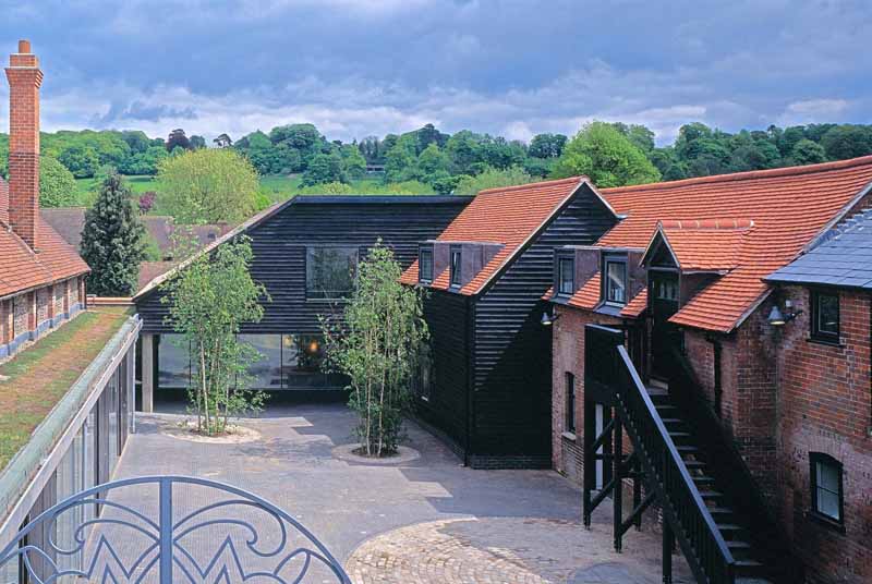 Aerial view of the courtyard at Roald Dahl Museum & Story Centre